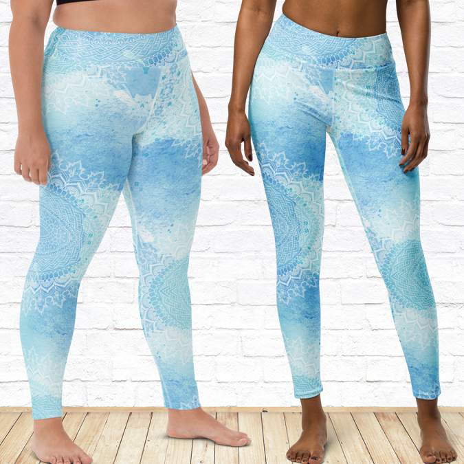 Blue Abstract Mandala Yoga Leggings