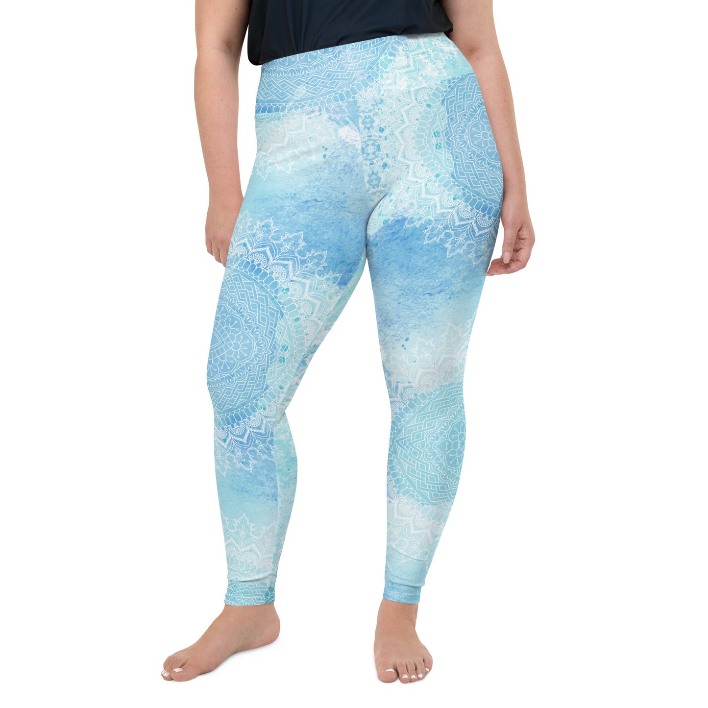 Blue Abstract Mandala Yoga Leggings